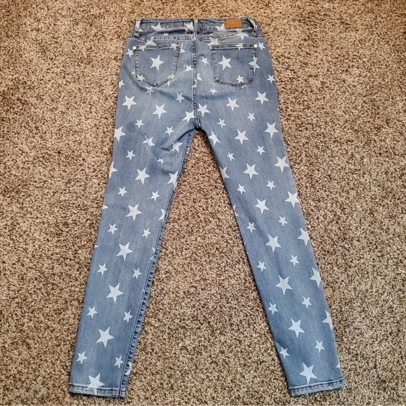 Judy Blue Jeans 9/29 Skinny Fit Star pattern rodeo 4th of July star print jeans - Picture 4 of 7